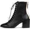 imageFSJ Women Square Toe Lace Up Ankle Bootie Block Chunky Heel Back Zipper Boots Fashion Chelsea Party Dress Short Booties Size 415 USBlack