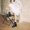 imageFSJ Women Square Toe Lace Up Ankle Bootie Block Chunky Heel Back Zipper Boots Fashion Chelsea Party Dress Short Booties Size 415 USBlack