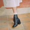 imageFSJ Women Square Toe Lace Up Ankle Bootie Block Chunky Heel Back Zipper Boots Fashion Chelsea Party Dress Short Booties Size 415 USBlack