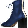 imageFSJ Women Square Toe Lace Up Ankle Bootie Block Chunky Heel Back Zipper Boots Fashion Chelsea Party Dress Short Booties Size 415 USBlue