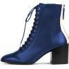 imageFSJ Women Square Toe Lace Up Ankle Bootie Block Chunky Heel Back Zipper Boots Fashion Chelsea Party Dress Short Booties Size 415 USBlue