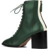 imageFSJ Women Square Toe Lace Up Ankle Bootie Block Chunky Heel Back Zipper Boots Fashion Chelsea Party Dress Short Booties Size 415 USDark Green