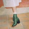 imageFSJ Women Square Toe Lace Up Ankle Bootie Block Chunky Heel Back Zipper Boots Fashion Chelsea Party Dress Short Booties Size 415 USDark Green