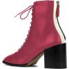 imageFSJ Women Square Toe Lace Up Ankle Bootie Block Chunky Heel Back Zipper Boots Fashion Chelsea Party Dress Short Booties Size 415 USDeep Pink