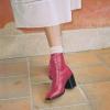 imageFSJ Women Square Toe Lace Up Ankle Bootie Block Chunky Heel Back Zipper Boots Fashion Chelsea Party Dress Short Booties Size 415 USDeep Pink