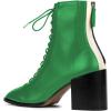imageFSJ Women Square Toe Lace Up Ankle Bootie Block Chunky Heel Back Zipper Boots Fashion Chelsea Party Dress Short Booties Size 415 USGreen