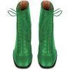 imageFSJ Women Square Toe Lace Up Ankle Bootie Block Chunky Heel Back Zipper Boots Fashion Chelsea Party Dress Short Booties Size 415 USGreen