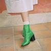 imageFSJ Women Square Toe Lace Up Ankle Bootie Block Chunky Heel Back Zipper Boots Fashion Chelsea Party Dress Short Booties Size 415 USGreen