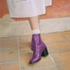 imageFSJ Women Square Toe Lace Up Ankle Bootie Block Chunky Heel Back Zipper Boots Fashion Chelsea Party Dress Short Booties Size 415 USPurple