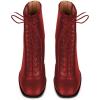 imageFSJ Women Square Toe Lace Up Ankle Bootie Block Chunky Heel Back Zipper Boots Fashion Chelsea Party Dress Short Booties Size 415 USRed