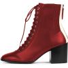 imageFSJ Women Square Toe Lace Up Ankle Bootie Block Chunky Heel Back Zipper Boots Fashion Chelsea Party Dress Short Booties Size 415 USRed