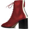 imageFSJ Women Square Toe Lace Up Ankle Bootie Block Chunky Heel Back Zipper Boots Fashion Chelsea Party Dress Short Booties Size 415 USRed