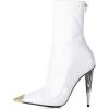 imageFSJ Women Trendy Rhinestone Cap Pointed Toe Ankle Boots Matal Cone High Heel Back Zipper Casual Daily Fashion Walking Shoes Size 415 USWhite