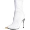 imageFSJ Women Trendy Rhinestone Cap Pointed Toe Ankle Boots Matal Cone High Heel Back Zipper Casual Daily Fashion Walking Shoes Size 415 USWhite