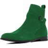 imageFSJ Women Chic Suede Round Toe Block Low Heel Ankle Boots Elastic Buckle Pull On Classic Casual Ladies Shoes Size 415 USForest Green