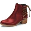 imageFSJ Women Classic Round Toe Lace Up Ankle Bootie Block Chunky Heel Side Zipper Cowboy Fashion Chelsea Boots Party Dress Short Booties Size 415 USRed