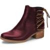 imageFSJ Women Classic Round Toe Lace Up Ankle Bootie Block Chunky Heel Side Zipper Cowboy Fashion Chelsea Boots Party Dress Short Booties Size 415 USWine Red