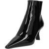 imageFSJ Women Closed Toe Ankle Boots Slanted Kitten Mid Heel Side Zipper Short Booties Glossy Leather Walking Dress Shoes Size 416 USBlack