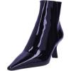 imageFSJ Women Closed Toe Ankle Boots Slanted Kitten Mid Heel Side Zipper Short Booties Glossy Leather Walking Dress Shoes Size 416 USBlue