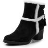 imageFSJ Women Fuzzy Round Toe Mid Chunky Block Heel Ankle Booties Chic Tassels Side Zipper Short Boots Winter Casual Formal Dress Shoes Size 415 USBlack