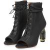 imageFSJ Women Open Peep Toe Ankle Boots Crystal High Heel Mesh Lace Up Booties Back Zipper Comfort Wedding Party Dress Pumps Shoes Size 415 USBlack