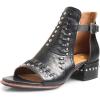 imageFSJ Women Peep Open Toe Boot Cut Out Buckle Ankle Bootie Comfortable Stacked Block Low Heeled Sandal Shoes Size 415 USBlackscar