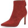 imageFSJ Women Retro Pointed Toe Ankle Boots Stiletto High Heel Back Zipper Booties Casual Street Walking Ladies Shoes Size 415 USRed