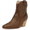 imageFSJ Women Rhinestone Cowboy Boots Sparkly Ankle Boots Cowgirl Western Wide Calf Pointed Toe Fashion Chunky Stacked Heel Ladies Shoes Size 416 USBrown