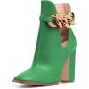 imageFSJ Women Side Cutout Pointed Toe Ankle Boots Block Stacked Chunky Heel Comfy Adjustable Chain Straps Buckle Fashion Booties Size 415 USGreen