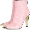 imageFSJ Women Trendy Rhinestone Cap Pointed Toe Ankle Boots Matal Cone High Heel Back Zipper Casual Daily Fashion Walking Shoes Size 415 USPink