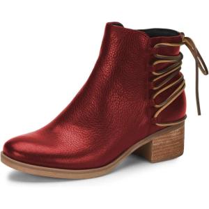 imageFSJ Women Classic Round Toe Lace Up Ankle Bootie Block Chunky Heel Side Zipper Cowboy Fashion Chelsea Boots Party Dress Short Booties Size 415 USRed