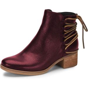 imageFSJ Women Classic Round Toe Lace Up Ankle Bootie Block Chunky Heel Side Zipper Cowboy Fashion Chelsea Boots Party Dress Short Booties Size 415 USWine Red