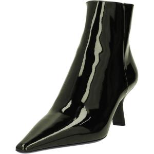 imageFSJ Women Closed Toe Ankle Boots Slanted Kitten Mid Heel Side Zipper Short Booties Glossy Leather Walking Dress Shoes Size 416 USGreen