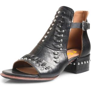 imageFSJ Women Peep Open Toe Boot Cut Out Buckle Ankle Bootie Comfortable Stacked Block Low Heeled Sandal Shoes Size 415 USBlackscar