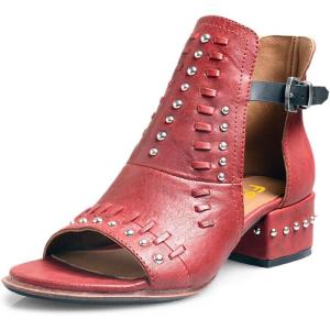 imageFSJ Women Peep Open Toe Boot Cut Out Buckle Ankle Bootie Comfortable Stacked Block Low Heeled Sandal Shoes Size 415 USRedscar