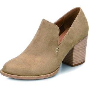 imageFSJ Women Retro Chunky High Heels Ankle Boots Slip On Round Closed Toe Slide Short Booties Faux Suede V Cut Pumps Loafers Ladies Fall Winter Comfortable Office Shoes Size 415 USBrown