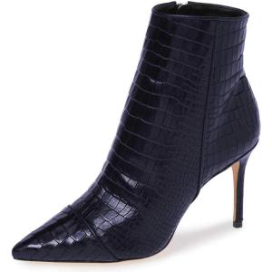 imageFSJ Women Sexy Lizardskin Ankle Boots Pointy Toe Slender High Heels Winter Party Shoes Size 415 USNavy Blue