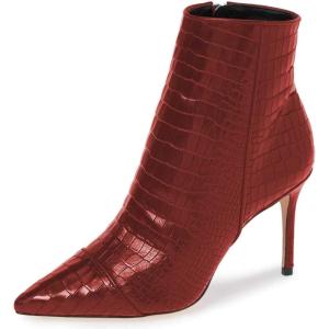 imageFSJ Women Sexy Lizardskin Ankle Boots Pointy Toe Slender High Heels Winter Party Shoes Size 415 USRed
