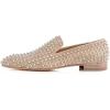 imageFSJ Mens ampamp Womens Trendy Spiked Rivets Studded Loafers Shoes Round Toe Low Heel Comfort Slip On Unisex Dress Smoking Slipper Size 714 USBeige