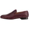 imageFSJ Mens ampamp Womens Trendy Spiked Rivets Studded Loafers Shoes Round Toe Low Heel Comfort Slip On Unisex Dress Smoking Slipper Size 714 USDark Red