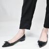 imageFSJ Pointed Toe Flat Loafers for Women Block Low Heel Bowknot Pumps Comfortable Slipon Outfit Office ShoesBlack