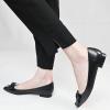 imageFSJ Pointed Toe Flat Loafers for Women Block Low Heel Bowknot Pumps Comfortable Slipon Outfit Office ShoesBlack