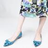 imageFSJ Pointed Toe Flat Loafers for Women Block Low Heel Bowknot Pumps Comfortable Slipon Outfit Office ShoesBlue