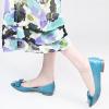 imageFSJ Pointed Toe Flat Loafers for Women Block Low Heel Bowknot Pumps Comfortable Slipon Outfit Office ShoesBlue