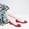 imageFSJ Pointed Toe Flat Loafers for Women Block Low Heel Bowknot Pumps Comfortable Slipon Outfit Office ShoesWine Red