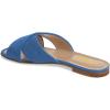 imageFSJ Women Casual Open Toe Sandals Low Heels Suede Mules Cross Strap Flats Shoes Size 415 USBlue