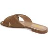 imageFSJ Women Casual Open Toe Sandals Low Heels Suede Mules Cross Strap Flats Shoes Size 415 USBrown