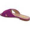 imageFSJ Women Casual Open Toe Sandals Low Heels Suede Mules Cross Strap Flats Shoes Size 415 USMagenta