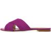 imageFSJ Women Casual Open Toe Sandals Low Heels Suede Mules Cross Strap Flats Shoes Size 415 USMagenta