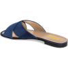 imageFSJ Women Casual Open Toe Sandals Low Heels Suede Mules Cross Strap Flats Shoes Size 415 USNavy